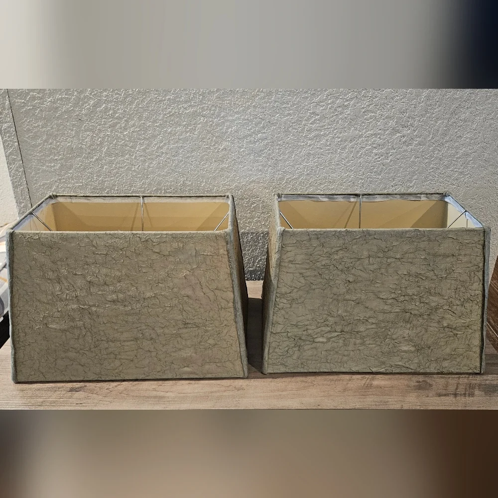 Pair Of Sage Greeb Rectangular Matching Lamp Shades